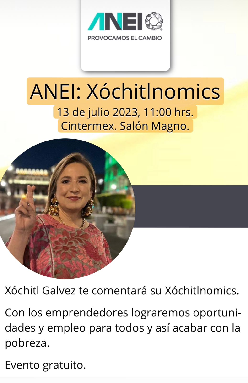 Flyer Xochitlnomics ANEI Cintermex - 13 jul 2023