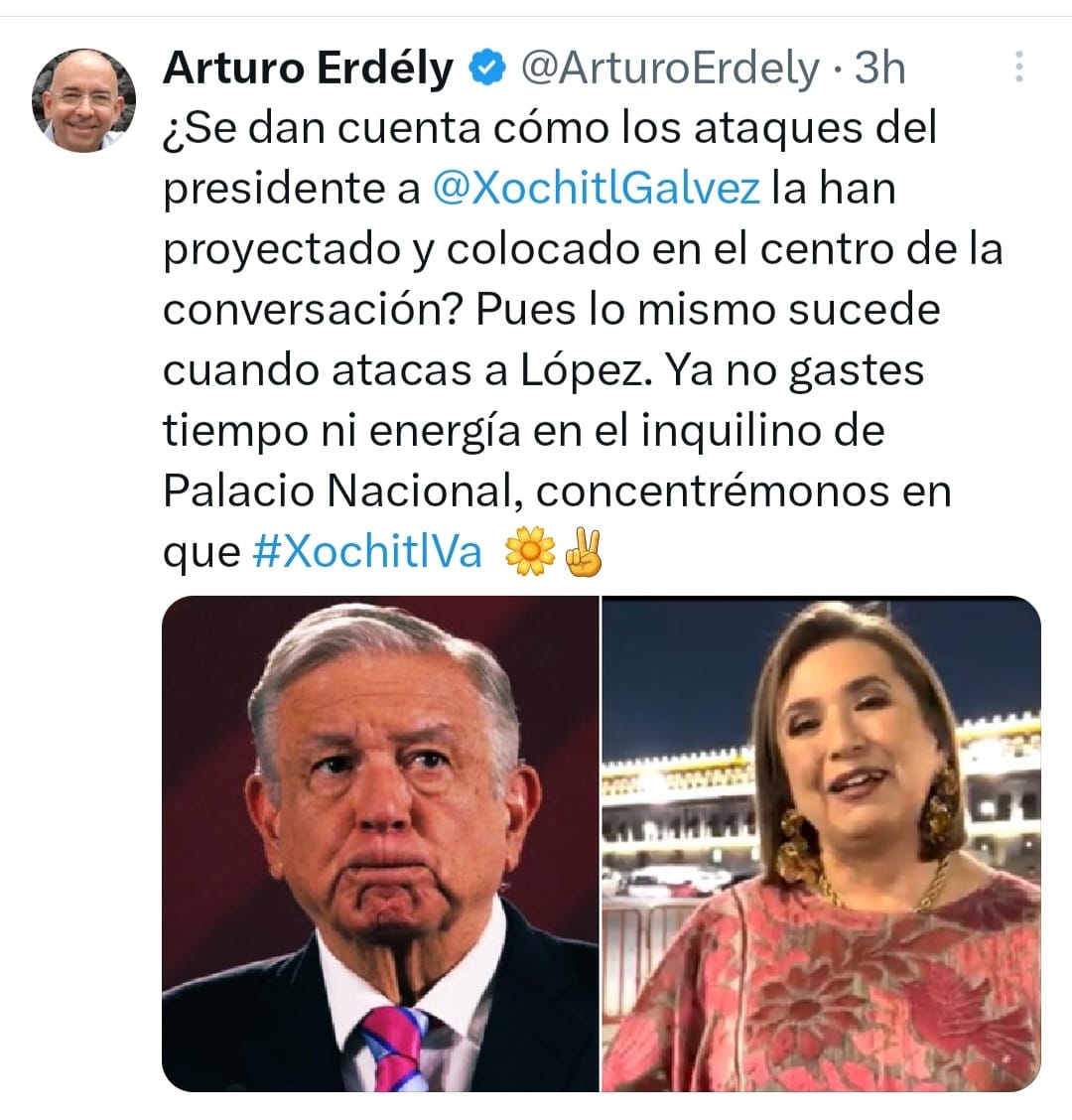 Arturo Erdely tweet sobre Xóchitl